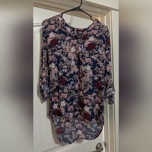Navy Floral Women's Blouse